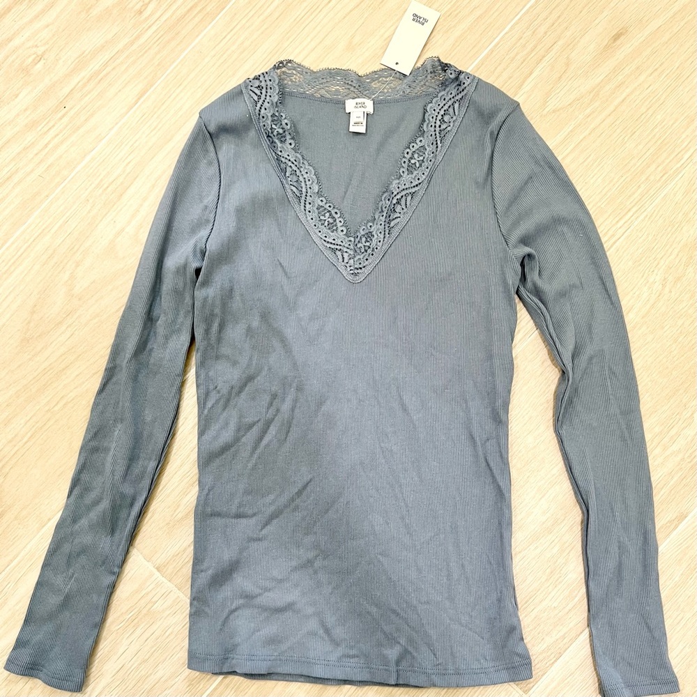 NWT River Island Lace Trim V-Neck Top